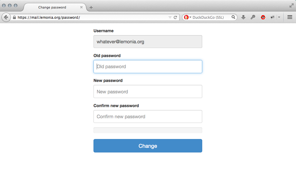 password change page