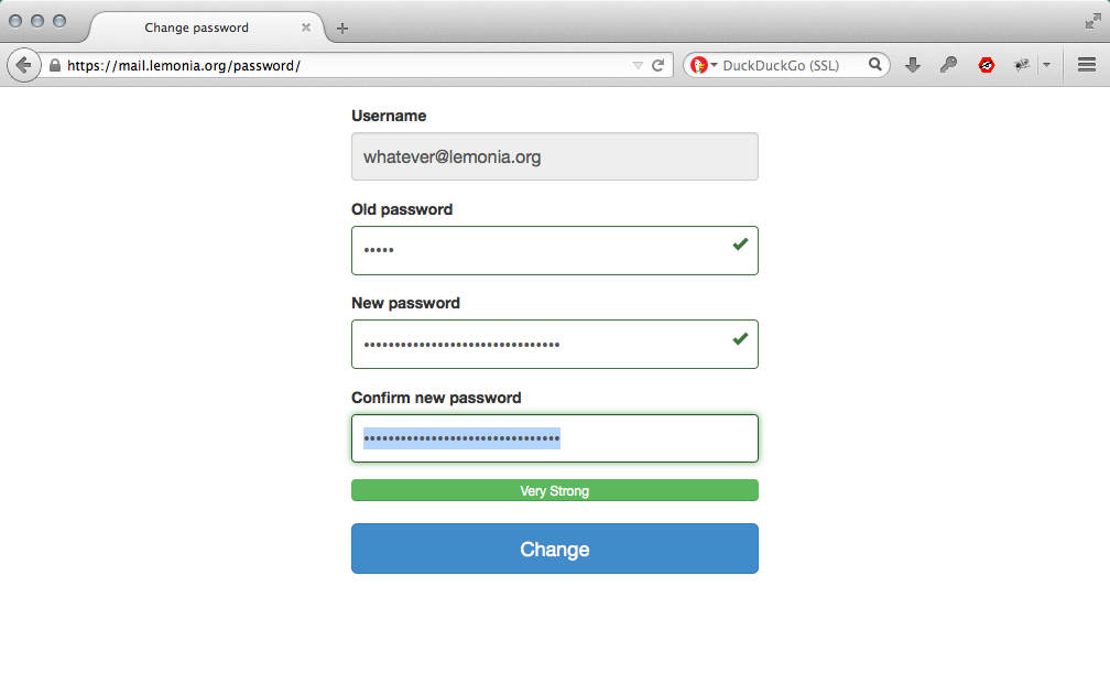 password changed